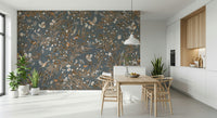 Romantic wall mural with birds and blossoms creating a harmonious nature theme.