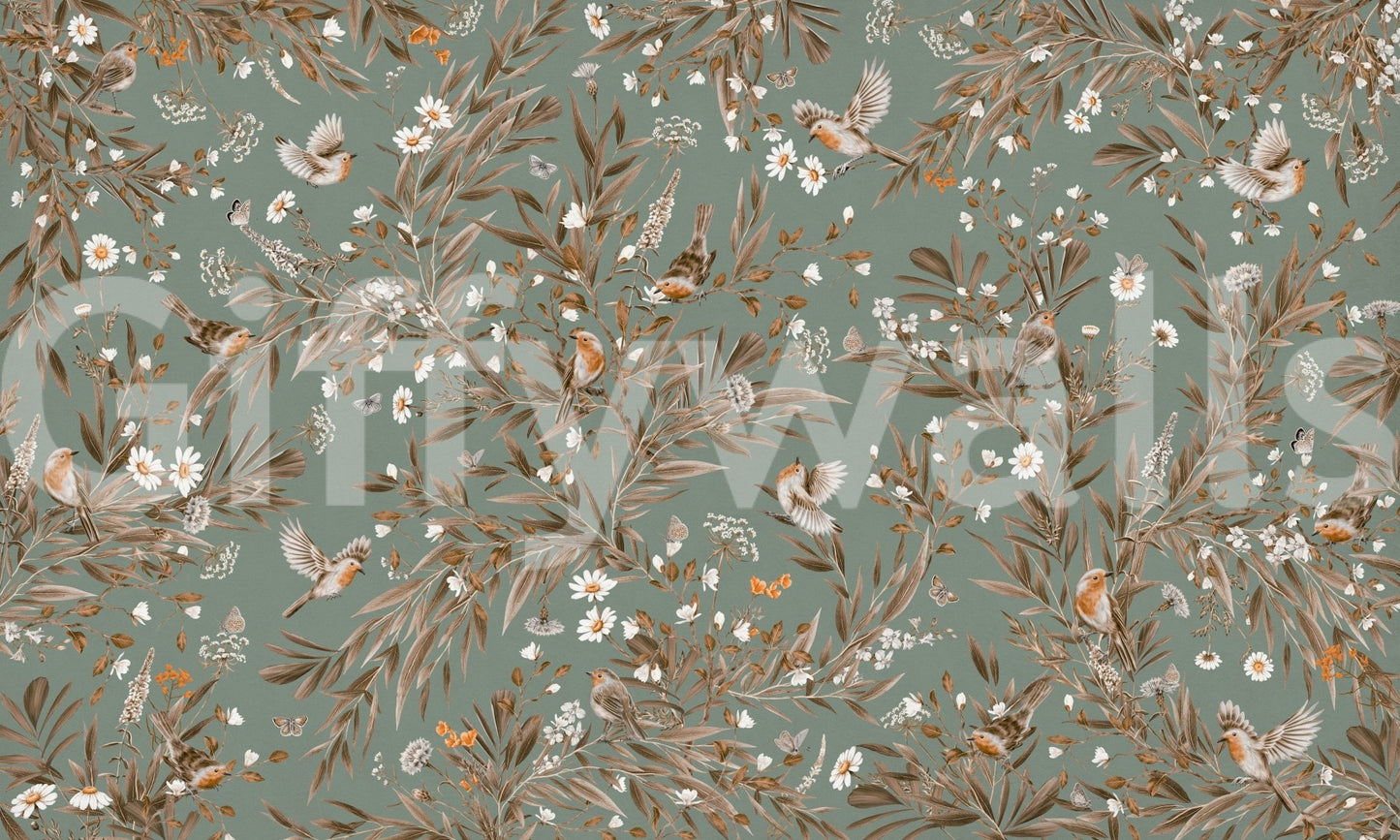 Birds & Blooms Symphony Wall Mural
