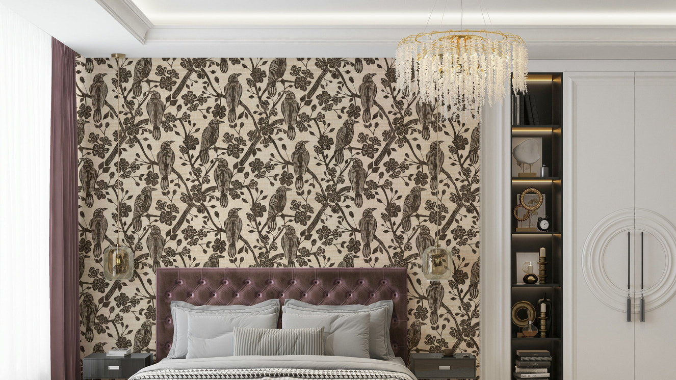 Blossom & Crow charcoal wallpaper