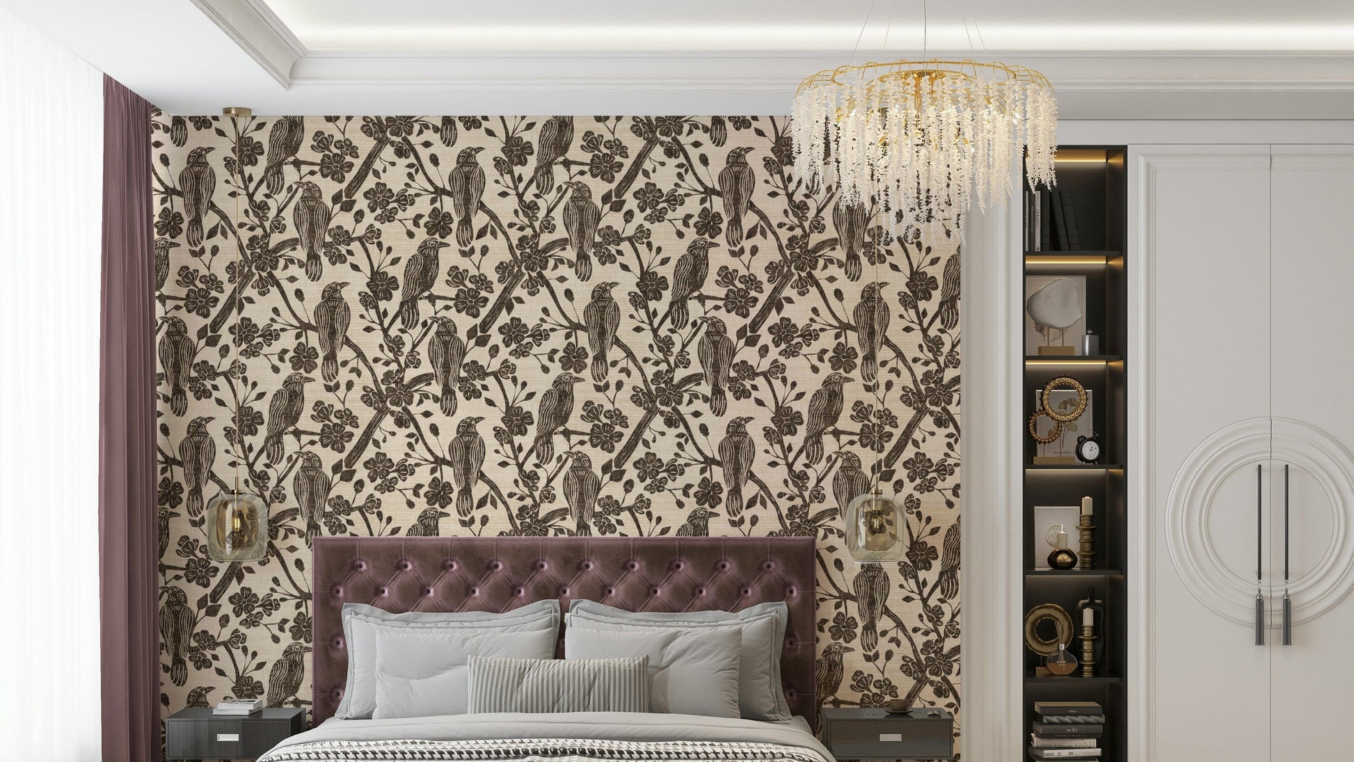 Blossom & Crow charcoal wallpaper