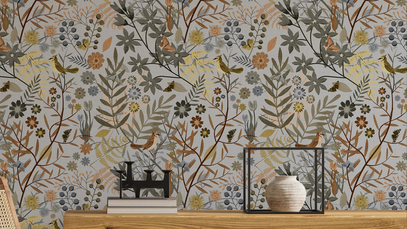 Birds Garden Golden Gray