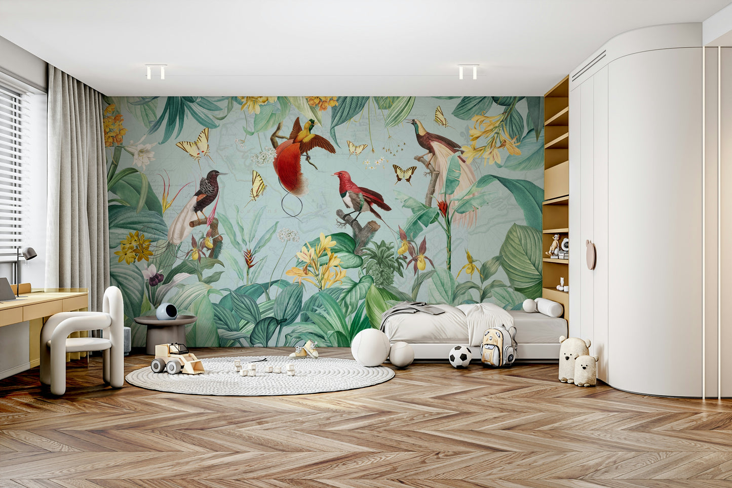 Vibrant tropical wallpaper for interiors

