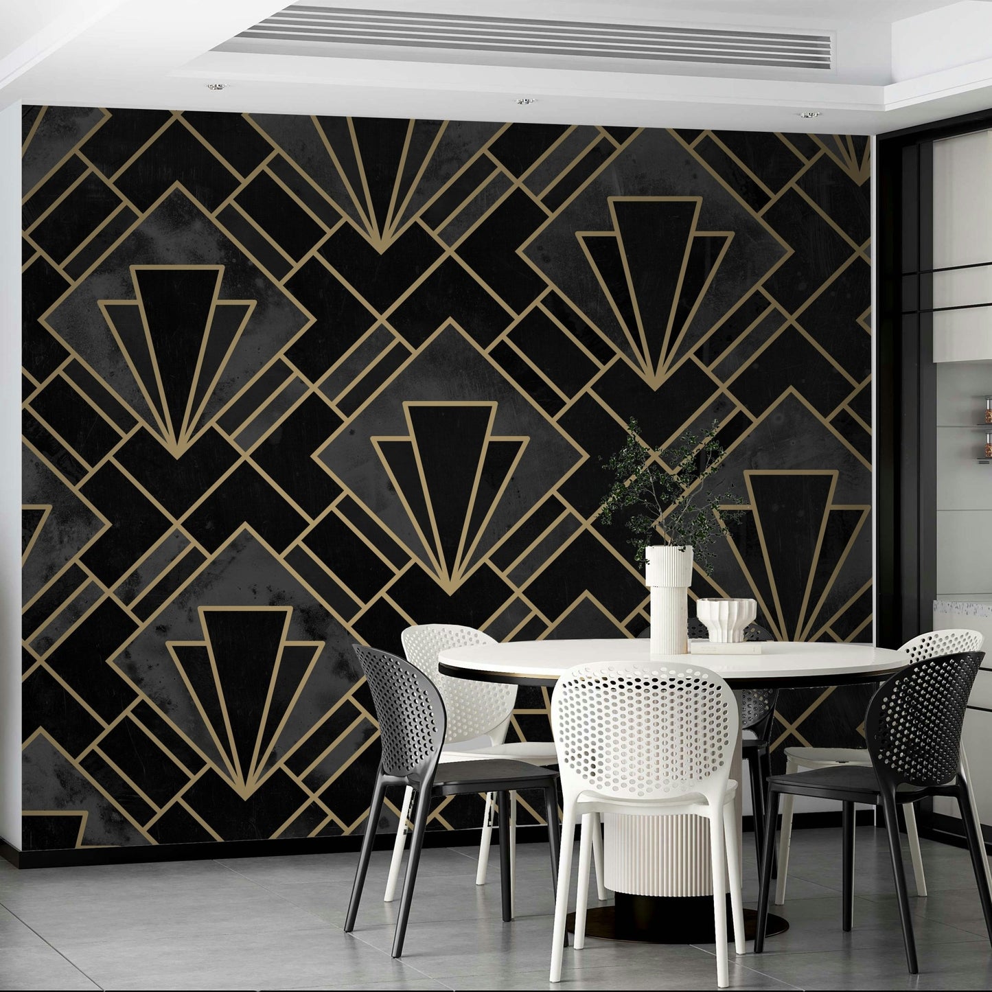 Bold concrete pattern on mural wallpaper

