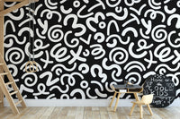 Modern office wall with abstract doodle squiggle wallpaper