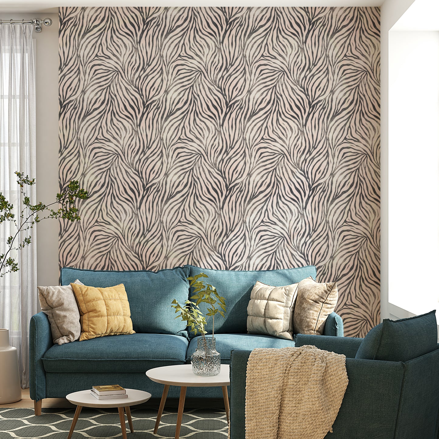 Black and White Boho Zebra Wallpaper⁠