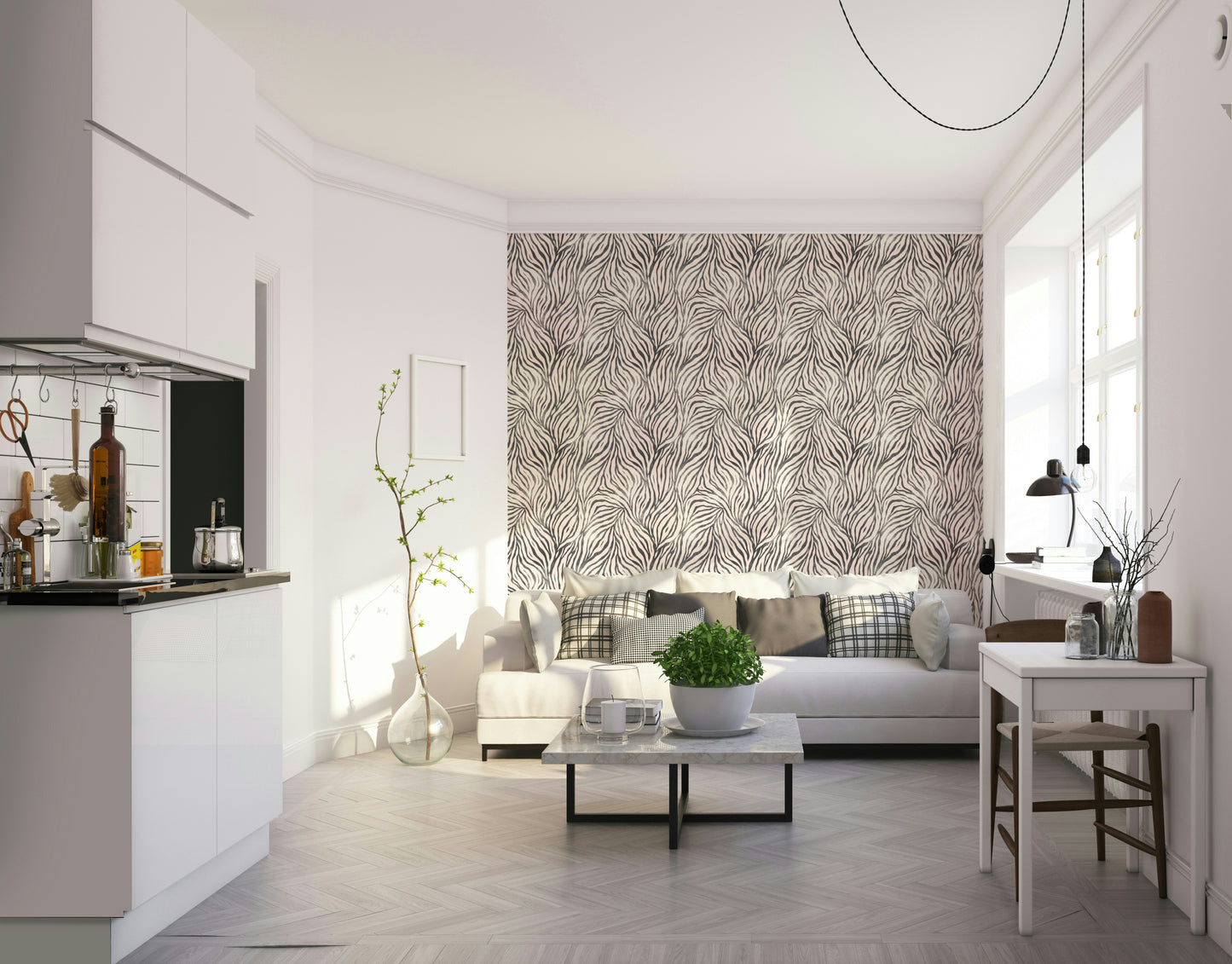 Black and White Boho Zebra Wallpaper⁠