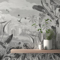 Black and White Forest Mansion Wallpaper - Giffywalls