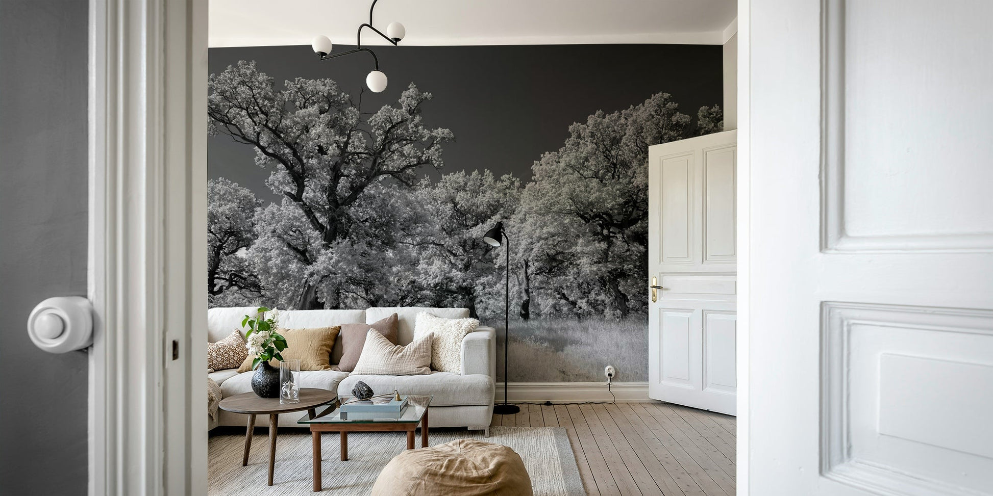 Monochrome forest wall mural
