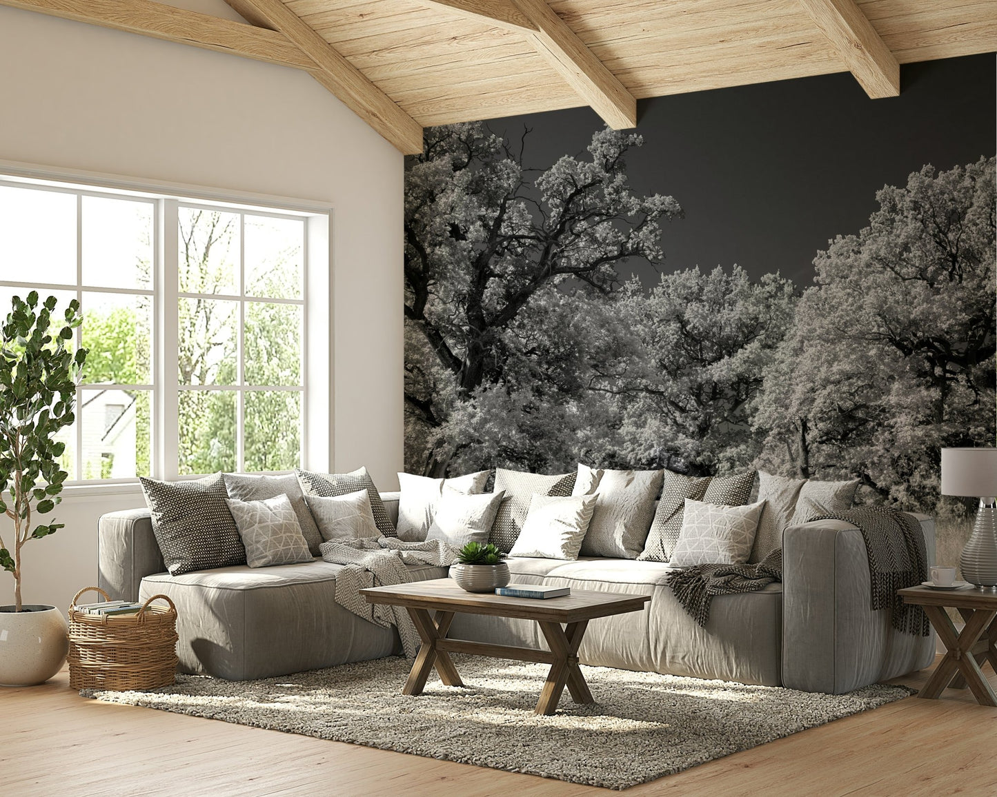 Artistic tree line wallpaper for walls
