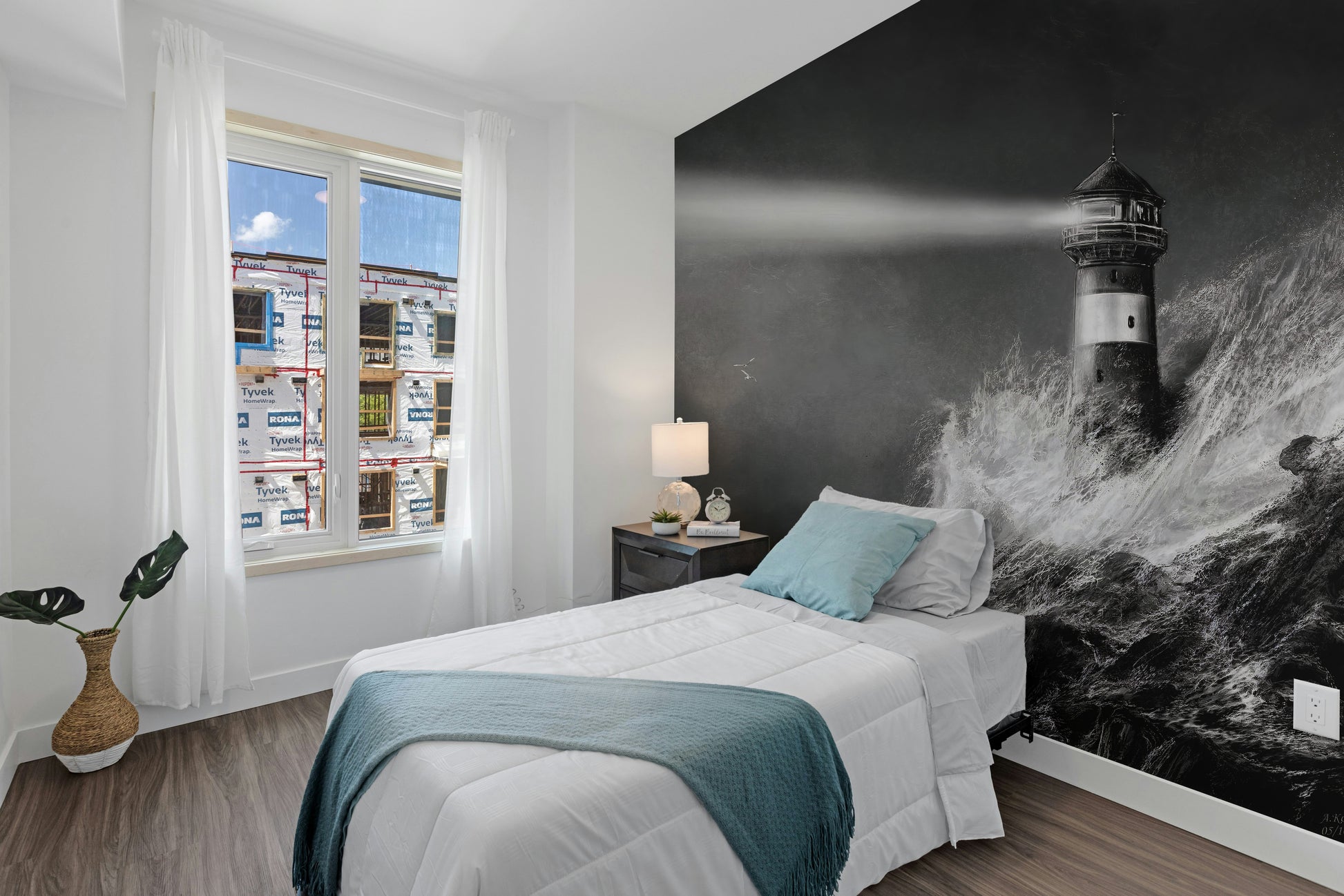 Removable black and white peel and stick wallpaper