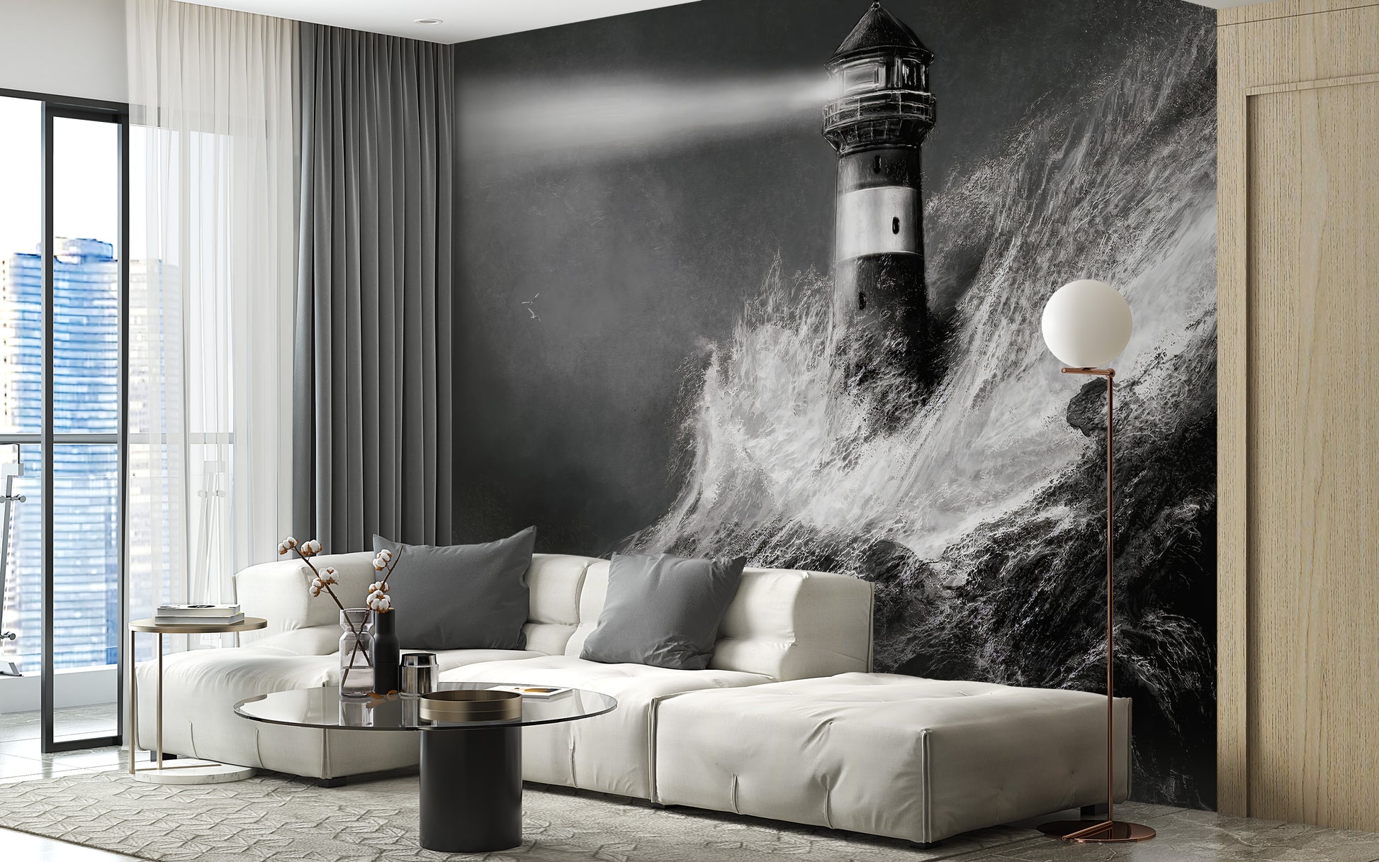 Black and White Peel and Stick Wallpaper – Lighthouse Design
