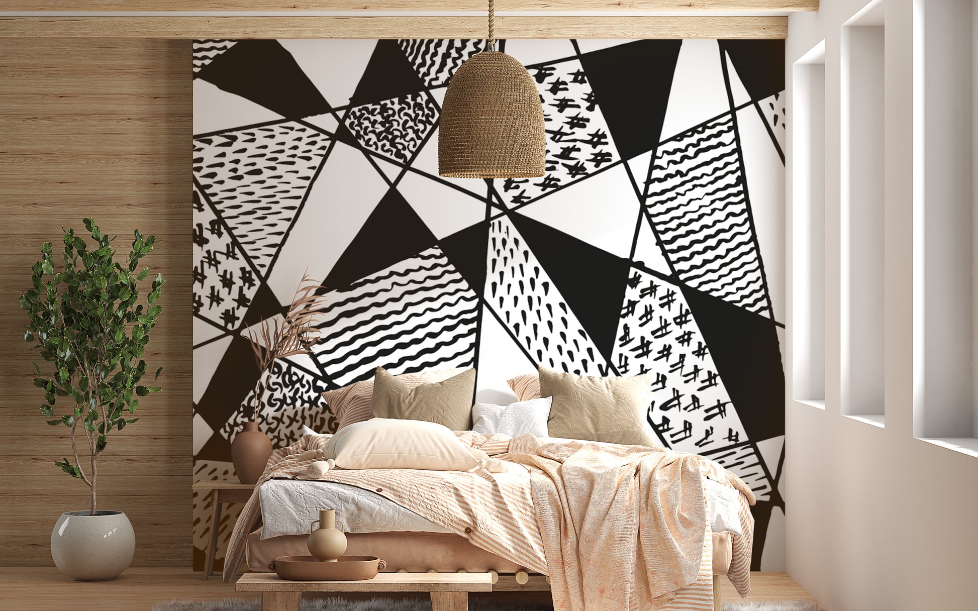 Bold black and white wallpaper mural 