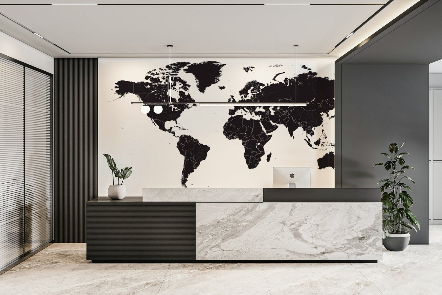 World map mural for office wall

