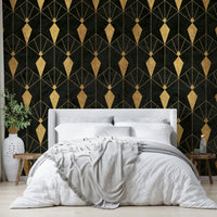 Elegant Art Deco design with bold contrasts of black and gold

