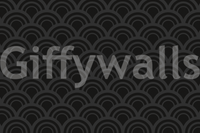 Black Charcoal Waves wallpaper mural shown as a full-wall mural of dark charcoal overlapping fish-scale wave arcs