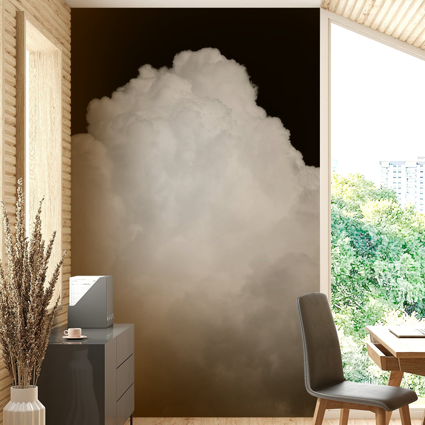 A beautiful modern sky wall mural for a living room.

