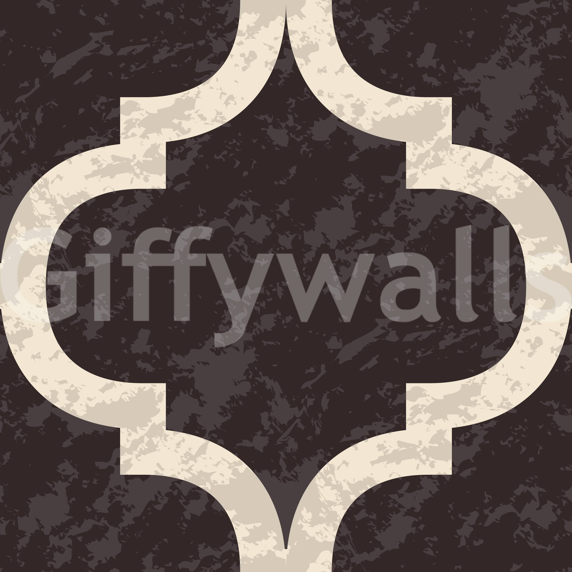 Traditional Moroccan Ogee Black Cocoa graphic printed wall mural.