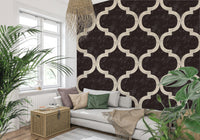 Elegant quatrefoil wall mural rich cocoa bean vintage texture.