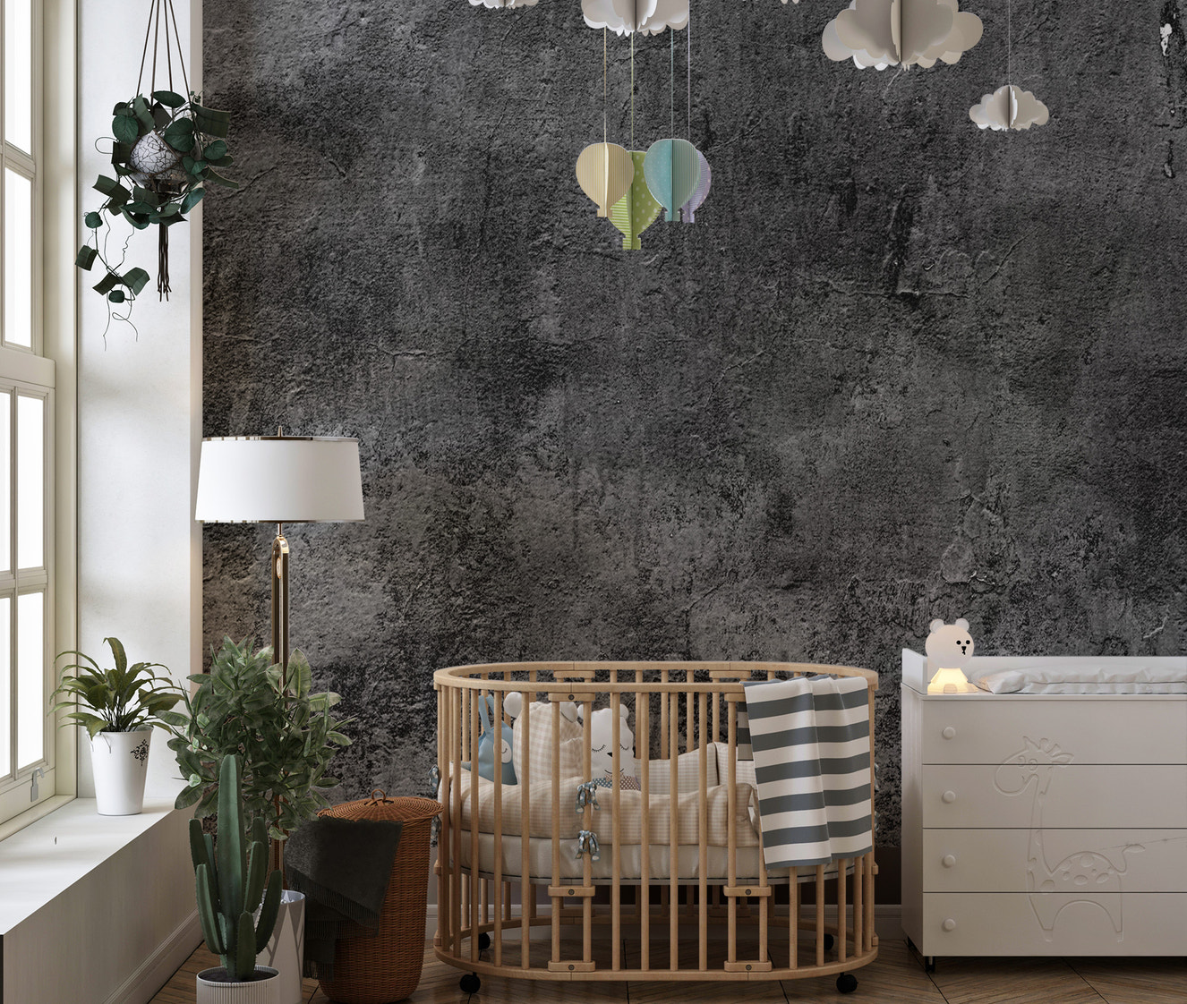 Modern concrete texture wallpaper mural for sleek interiors.