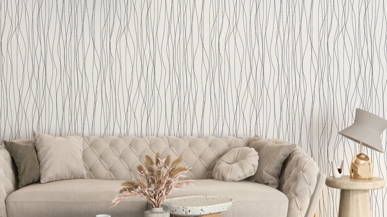 Abstract black line wallpaper for decor