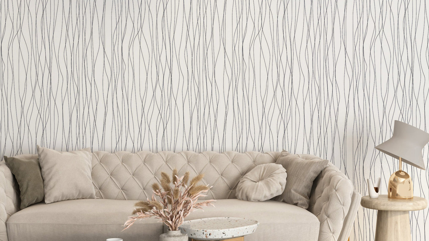 Abstract black line wallpaper for decor