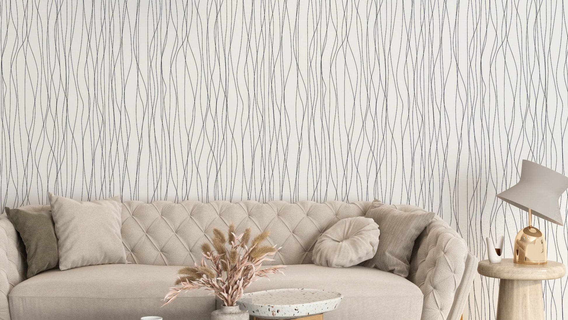 Abstract black line wallpaper for decor