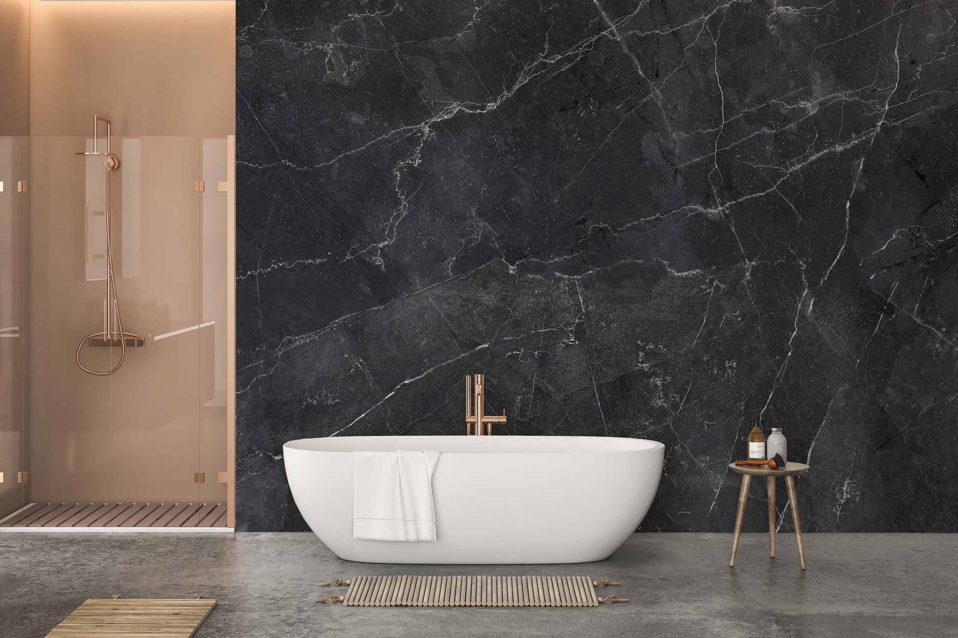 Polished gray veined mural for wall decor
