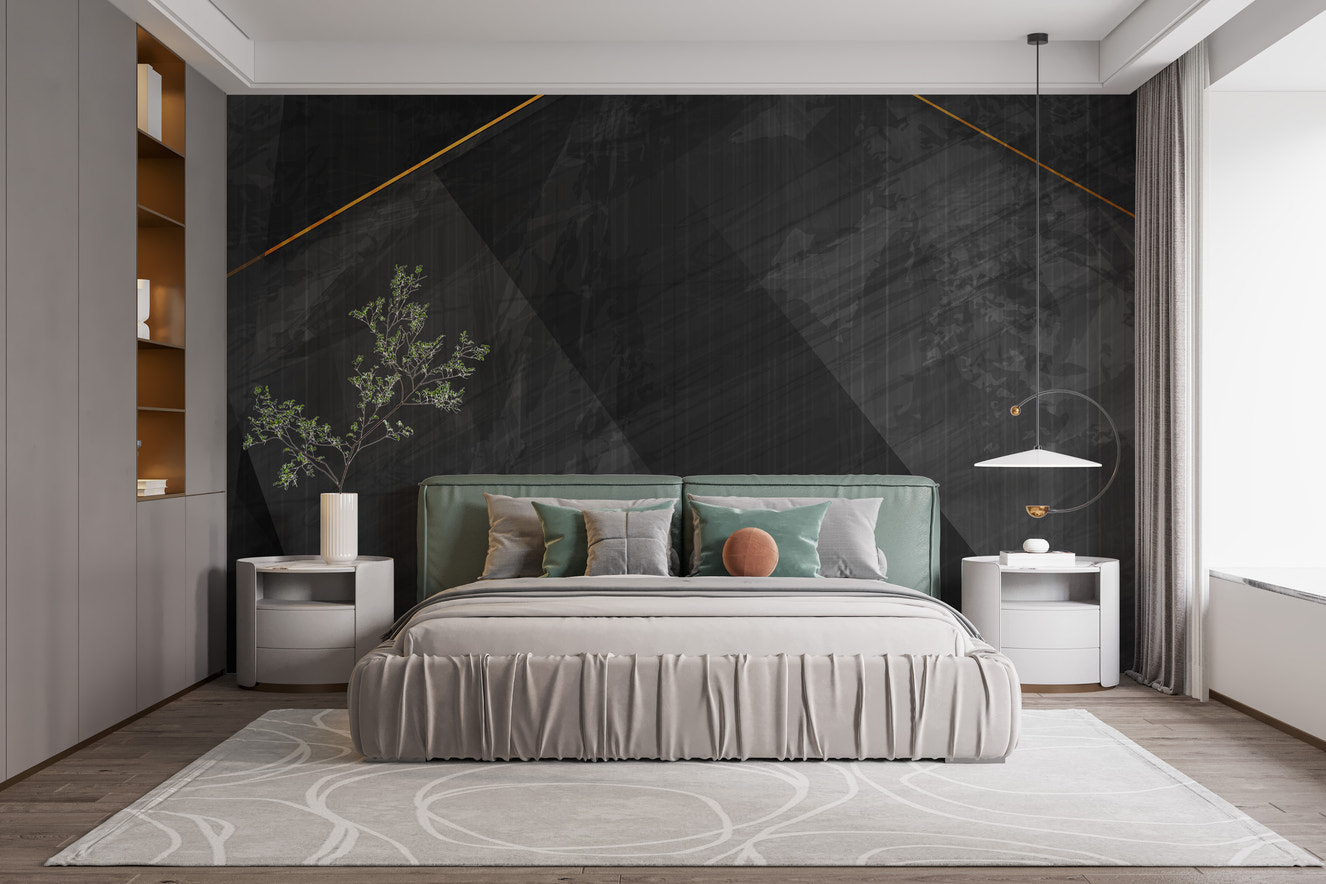 Black grunge wallpaper with gold lines.