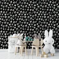 Fluffy Hearts playful mural wallpaper

