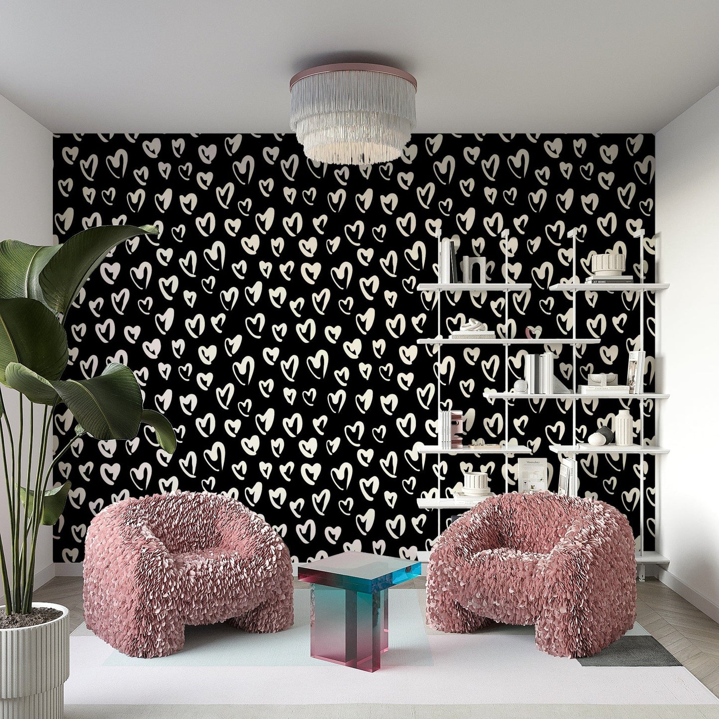 Fluffy Hearts delightful mural wallpaper

