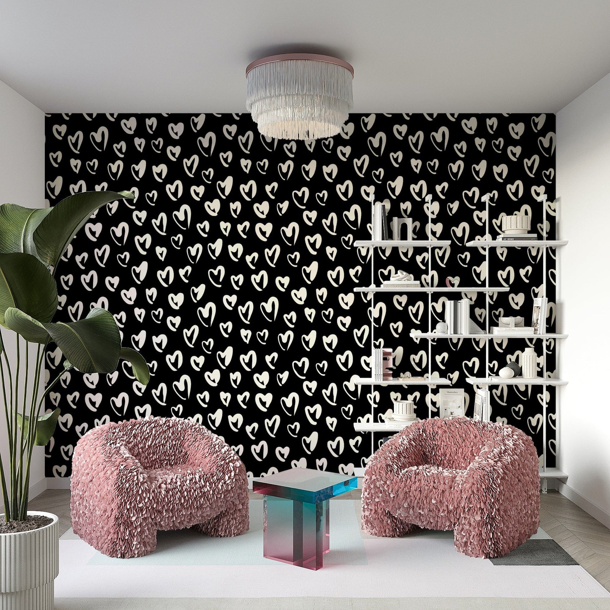 Fluffy Hearts delightful mural wallpaper


