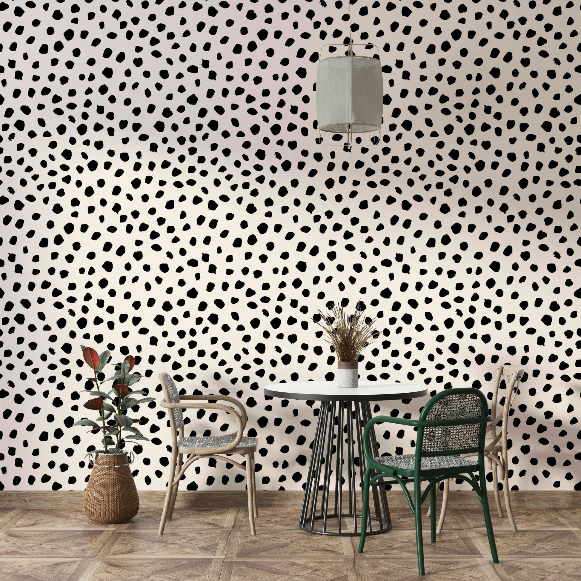 Wallpaper with a unique, modern black and white design

