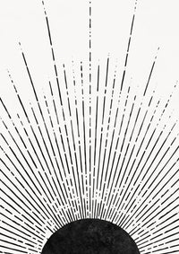 Black and white sun rays mural for a sleek, modern aesthetic.

