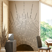 Black Sun Rays Wall Mural with dark rays radiating from the sun.

