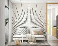 Black Sun Rays mural for a bold, contemporary room atmosphere.

