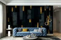Sleek spires and sharp lines in black and charcoal wall mural

