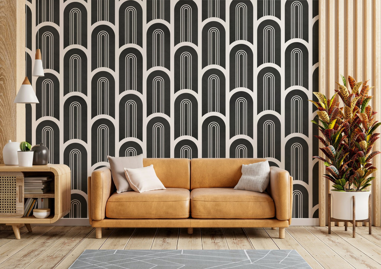 Timeless mural wallpaper with bold geometry

