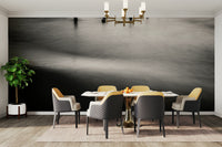 A graceful subtle wave wall mural in cool, natural tones.

