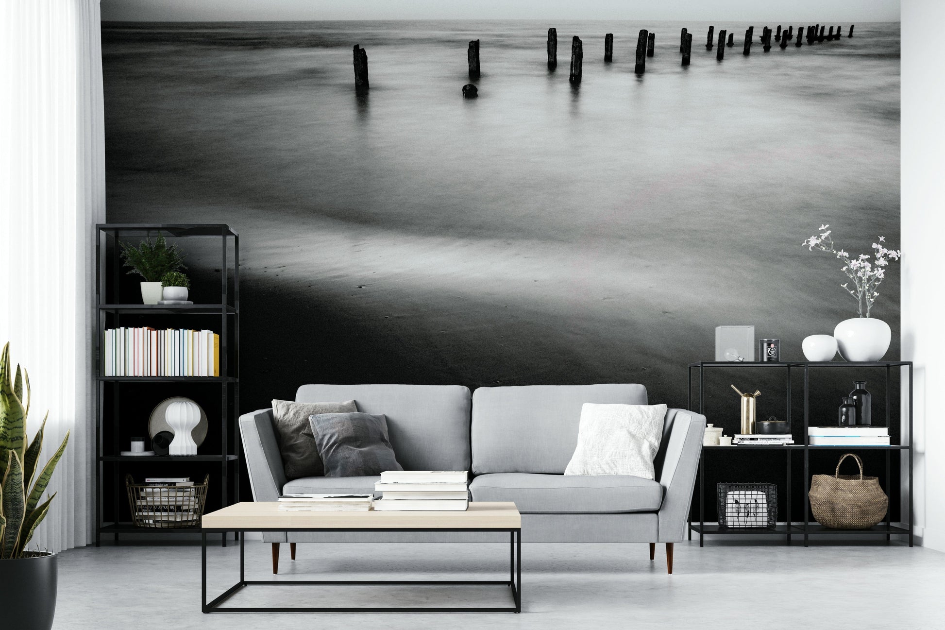 A serene Israeli coastline wall mural for your decor.

