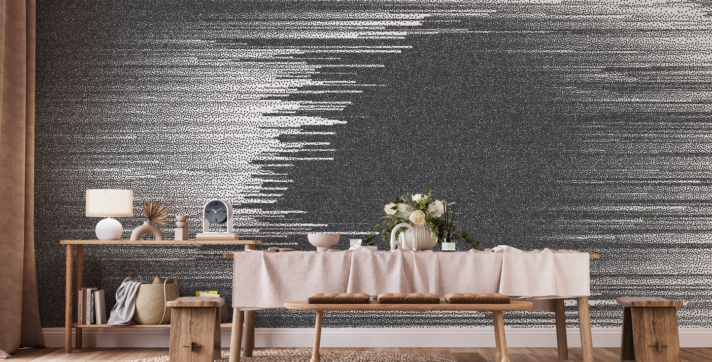 Black and White Glitch Abstract Wall Art Wall Mural - Giffywalls