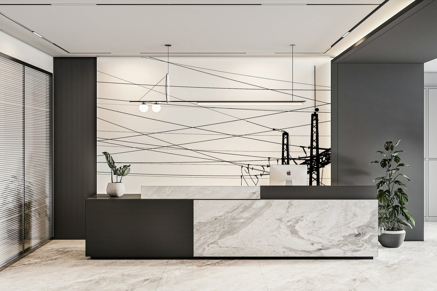 A beautiful industrial power wallpaper mural for a modern home.

