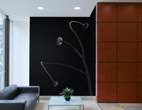 A living room featuring the abstract botanical wall mural.

