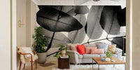 A graceful subtle foliage wall mural in cool, natural tones.

