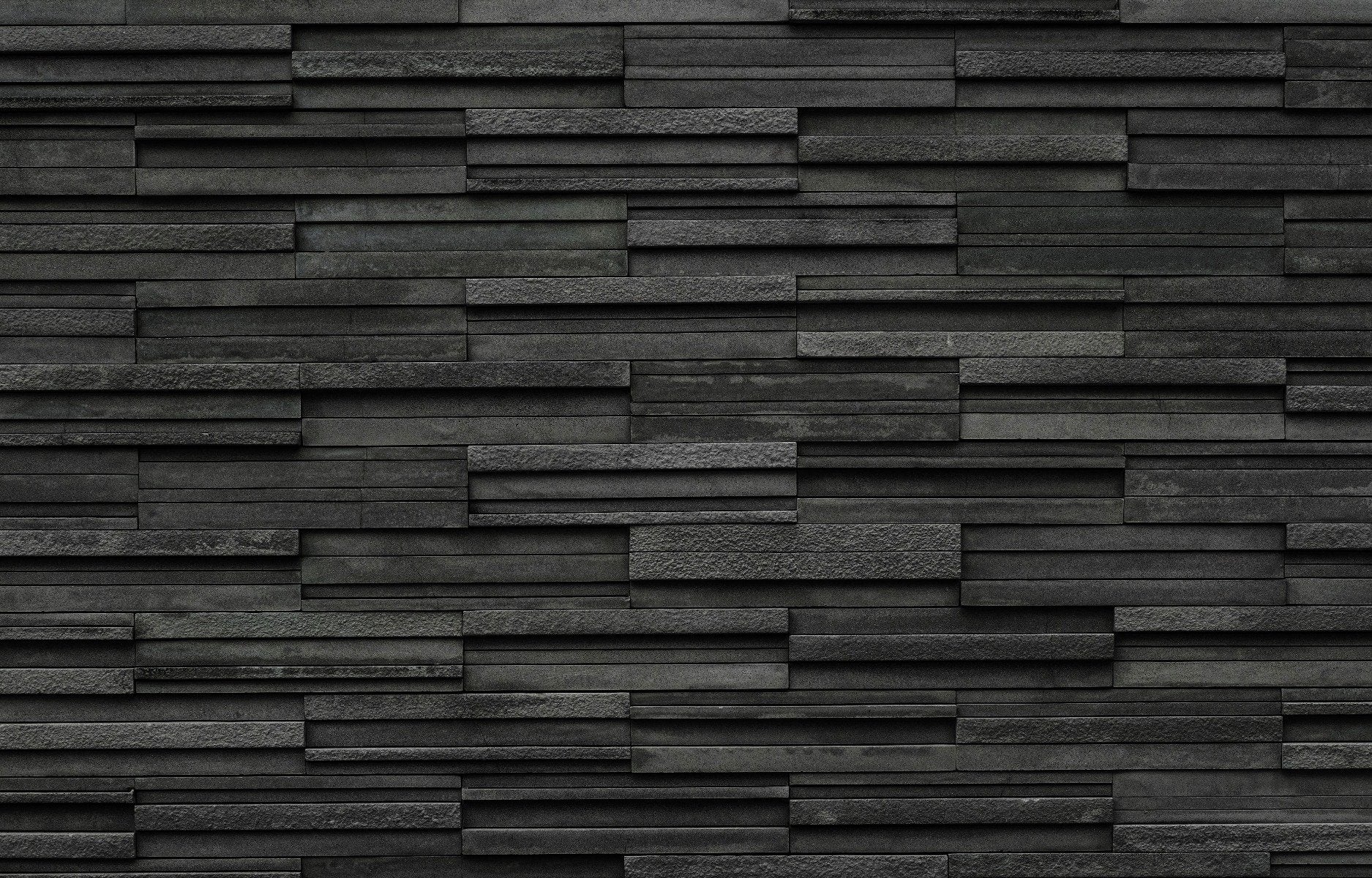 Textured Black Brick Slate Wallpaper