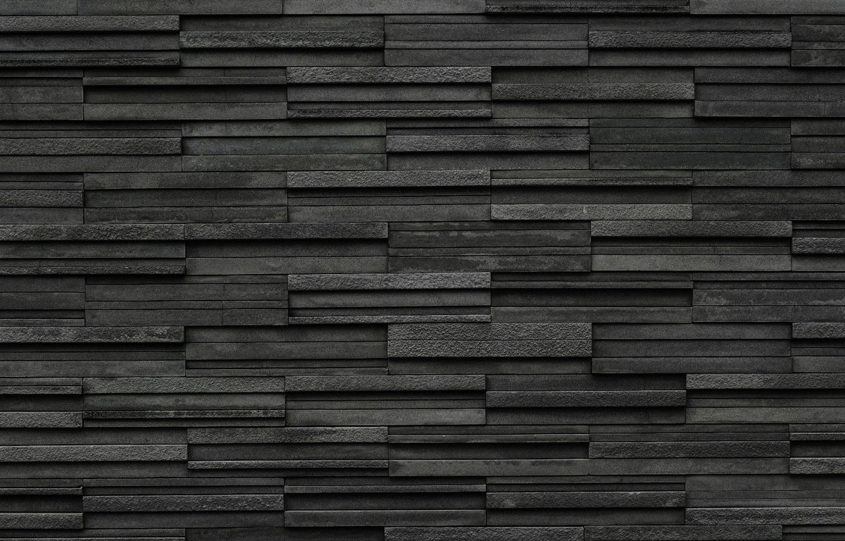 Textured Black Brick Slate Wallpaper in your room — zoomed
