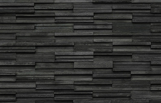 Textured Black Brick Slate Wallpaper