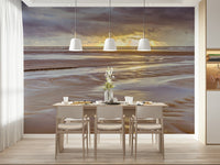 Sunlight breaking through clouds Blackpool beach Sunset wallpaper design