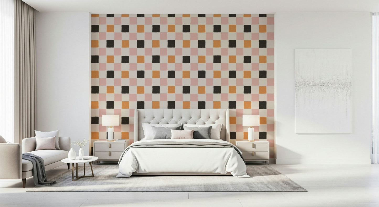 Playful block pattern resembling a cheerful party mosaic.