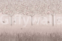 The style is a soft-focus illustration or a painterly design.

