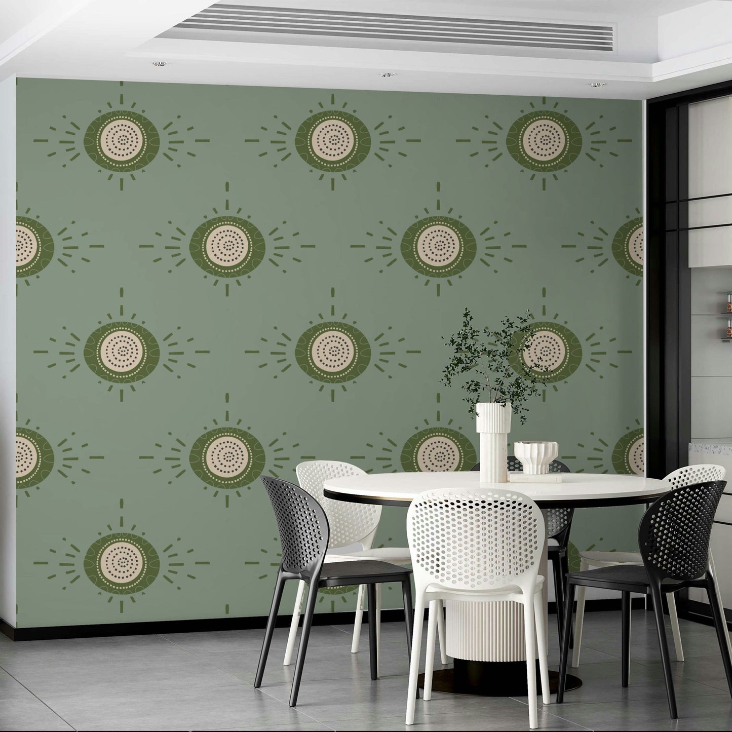 Bloom Light Sage Olive wallpaper adding warmth and elegance to any room

